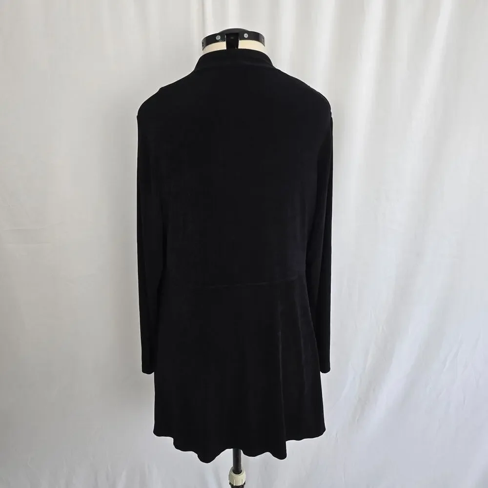 Chico's Open Cardigan Women's 16 / 18 Black Ruffles Long Sleeves